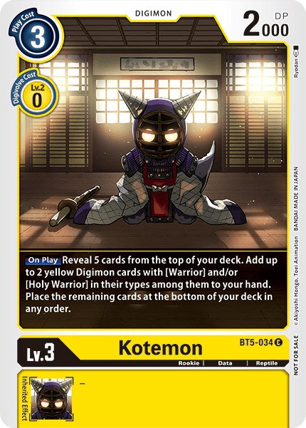 Image of Kotemon [BT5-034] (Tamer Party Vol. 5) [Battle of Omni Promos]