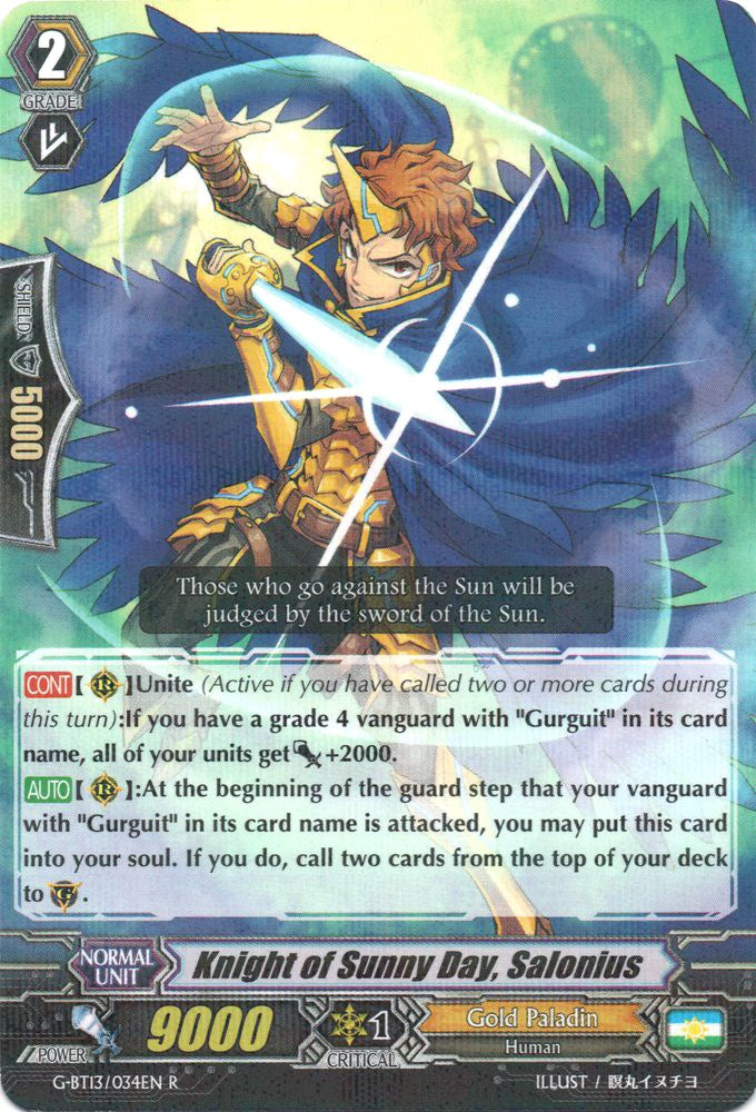 Image of Knight of Sunny Day, Salonius (G-BT13/034EN) [Ultimate Stride]