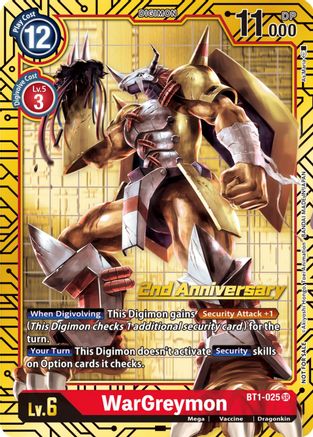 Image of WarGreymon [BT1-025] (2nd Anniversary Card Set) [Release Special Booster Promos]