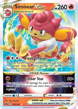Image of Simisear VSTAR (023/159) [Sword & Shield: Crown Zenith]