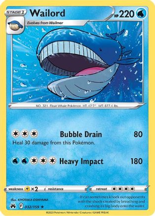 Image of Wailord (032/159) [Sword & Shield: Crown Zenith]