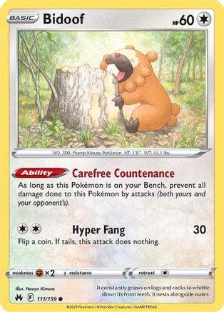 Image of Bidoof (111/159) [Sword & Shield: Crown Zenith]