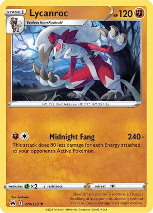 Image of Lycanroc (074/159) [Sword & Shield: Crown Zenith]