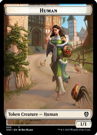 Image of Human // Spirit Double-Sided Token [Phyrexia: All Will Be One Commander Tokens]