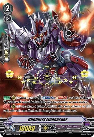 Image of Gunburst Linebacker (Hot Stamped) (BSF2021/VGP02EN) [Bushiroad Event Cards]