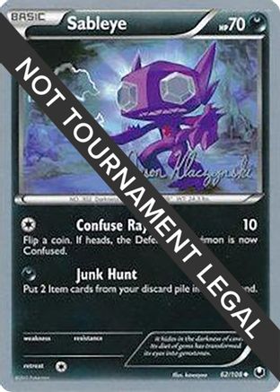 Image of Sableye (62/108) (Darkrai Deck - Jason Klaczynski) [World Championships 2013]
