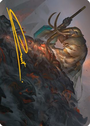 Image of Against All Odds Art Card (Gold-Stamped Signature) (ASONE-001) - Art Series: Phyrexia: All Will Be One