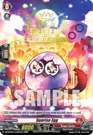 Image of Sunrise Egg (Worlds Finals 2022) (BCS2022/VGS04EN) [Bushiroad Event Cards]