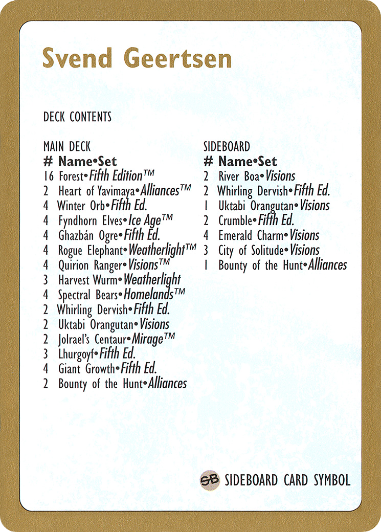 Image of Svend Geertsen Decklist [World Championship Decks 1997]