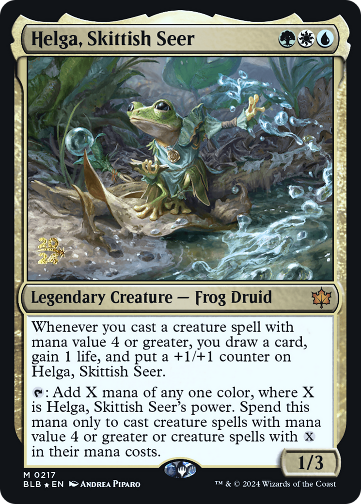 Image of Helga, Skittish Seer [Bloomburrow Prerelease Promos]