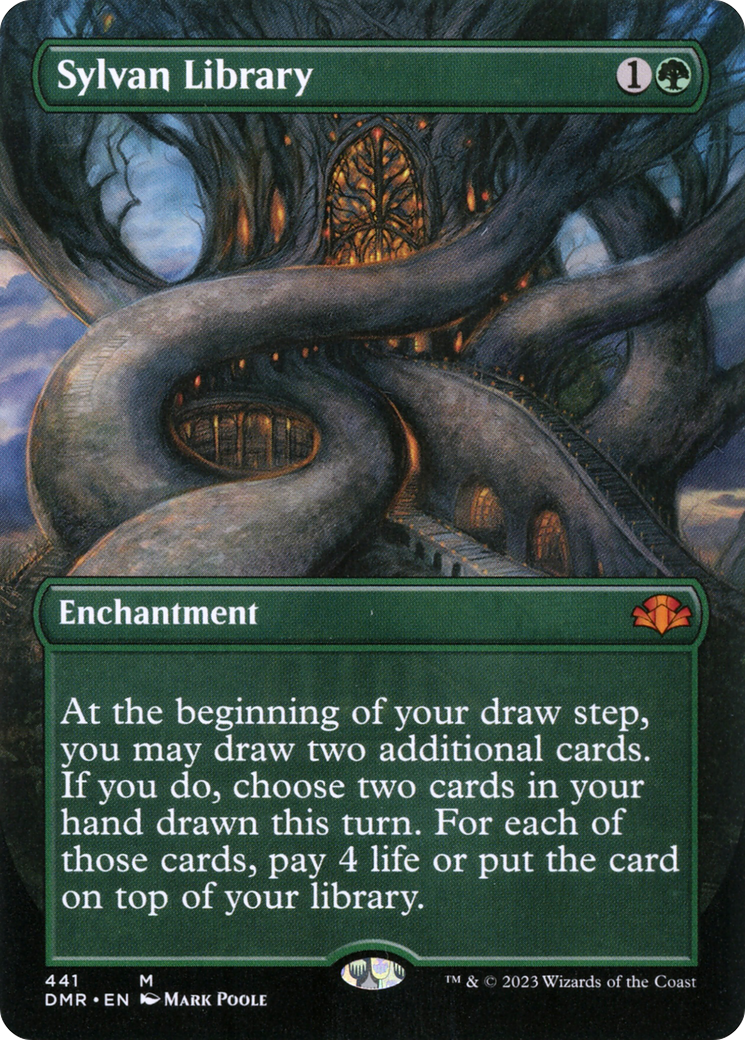 Image of Sylvan Library (Borderless Alternate Art) [Dominaria Remastered]