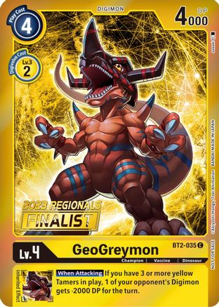 Image of GeoGreymon [BT2-035] (2023 Regionals Finalist) [Release Special Booster Promos]