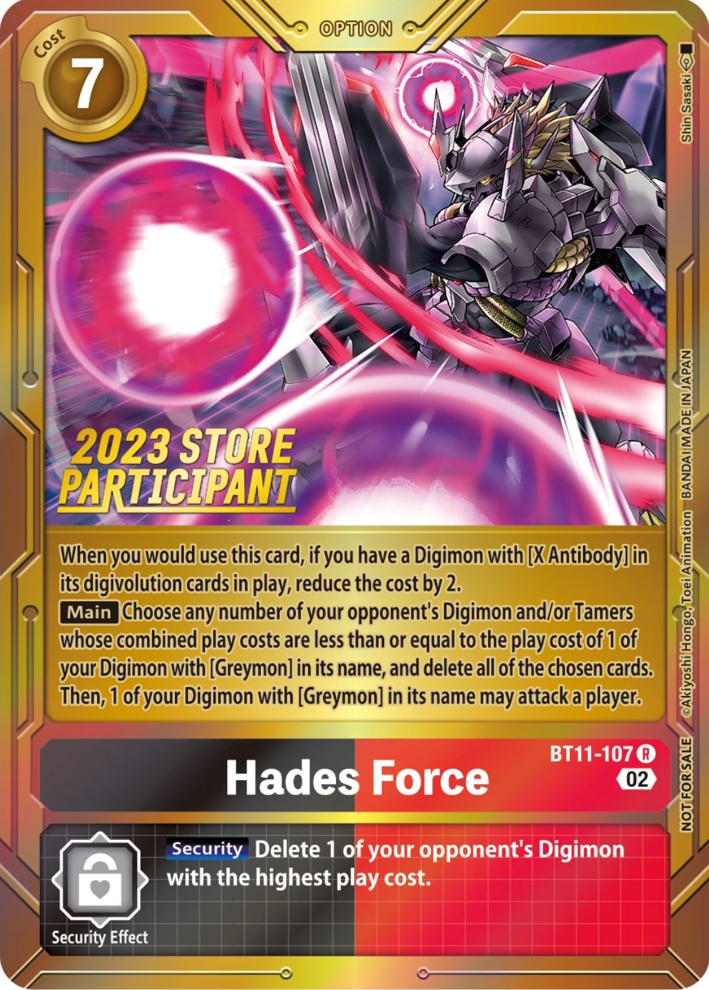 Image of Hades Force [BT11-107] (2023 Store Participant) [Dimensional Phase Promos]