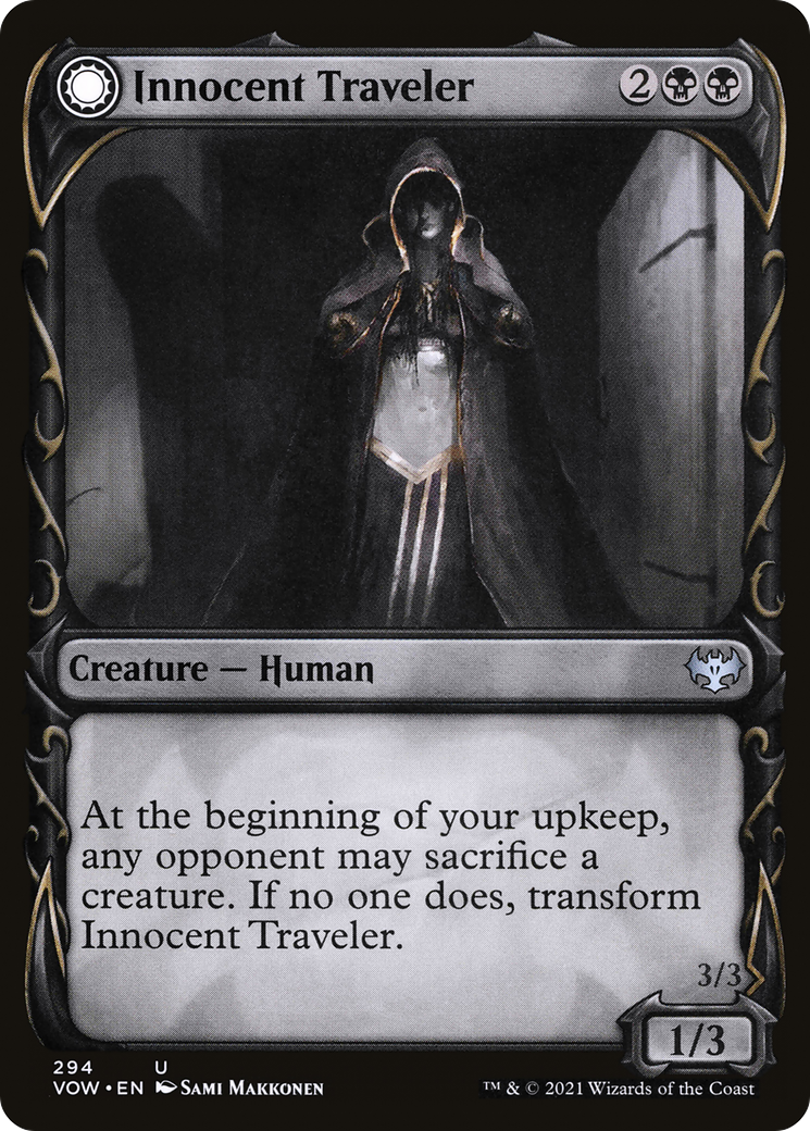 Image of Innocent Traveler // Malicious Invader (Showcase Fang Frame) [Innistrad: Crimson Vow]