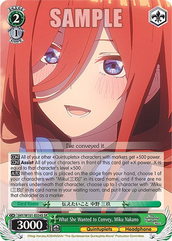 Image of What She Wanted to Convey, Miku Nakano (5HY/W101-E034S SR) [The Quintessential Quintuplets Movie]