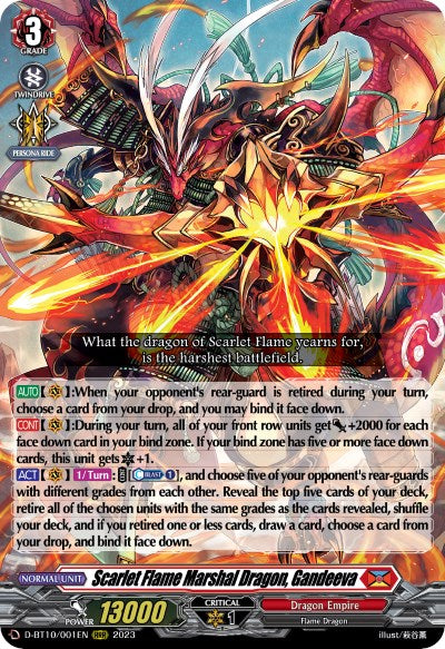 Image of Scarlet Flame Marshal Dragon, Gandeeva (D-BT10/001EN) [Dragon Masquerade]