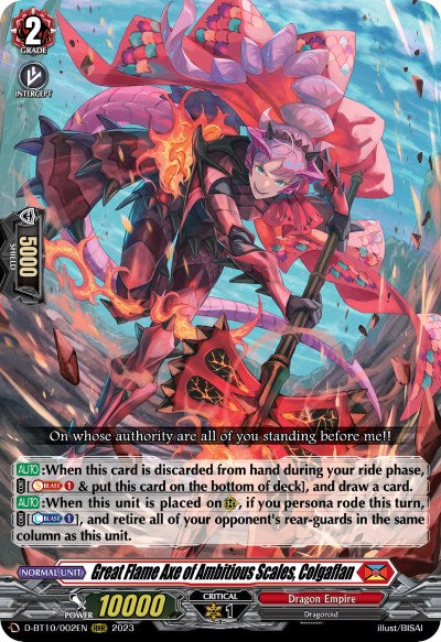 Image of Great Flame Axe of Ambitious Scales, Colgaflan (D-BT10/002EN) [Dragon Masquerade]