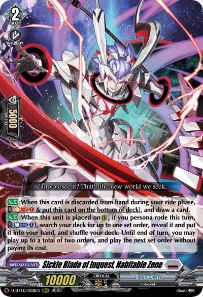 Image of Sickle Blade of Inquest, Habitable Zone (D-BT10/008EN) [Dragon Masquerade]