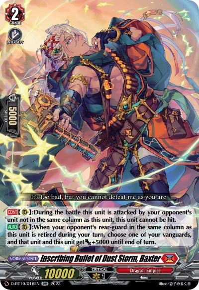 Image of Inscribing Bullet of Dust Storm, Baxter (D-BT10/016EN) [Dragon Masquerade]