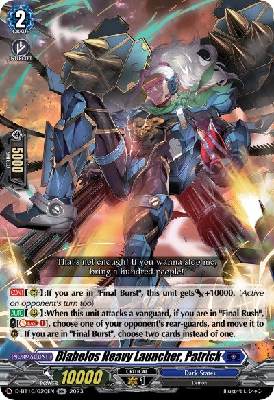 Image of Diabolos Heavy Launcher, Patrick (D-BT10/020EN) [Dragon Masquerade]