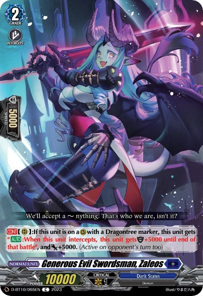 Image of Generous Evil Swordsman, Zaleos (D-BT10/065EN) [Dragon Masquerade]