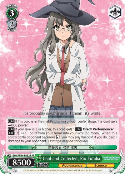 Image of Cool and Collected, Rio Futaba (SBY/W64-E032S SR) [Rascal Does Not Dream of Bunny Girl Senpai]