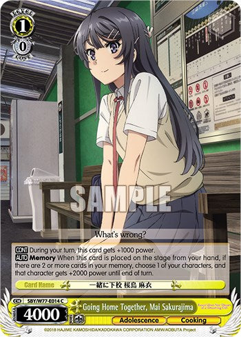 Image of Going Home Together, Mai Sakurajima [Rascal Does Not Dream of a Dreaming Girl]