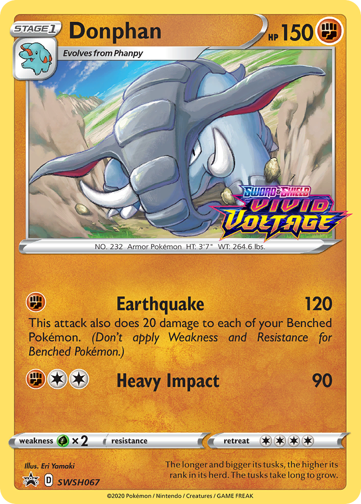 Image of Donphan (SWSH067) (Prerelease Promo) [Sword & Shield: Black Star Promos]