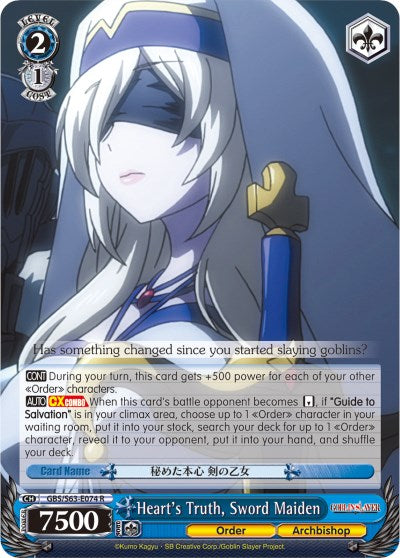 Image of Heart's Truth, Sword Maiden (GBS/S63-E074 R) [Goblin Slayer]