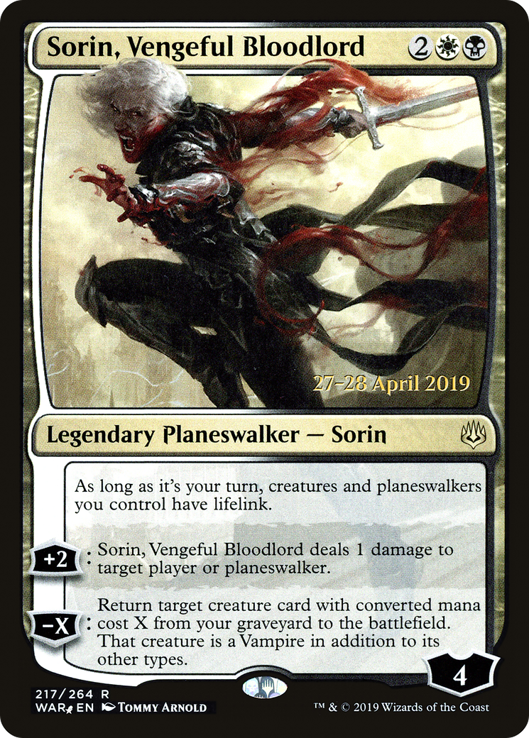 Image of Sorin, Vengeful Bloodlord [War of the Spark Prerelease Promos]