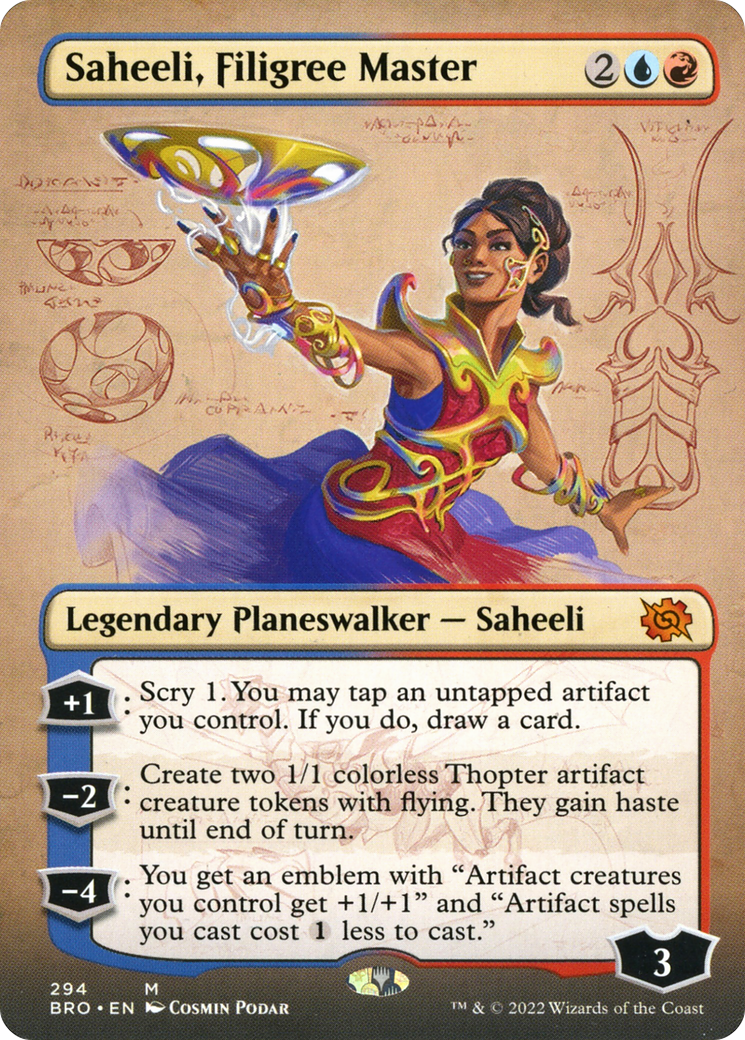 Image of Saheeli, Filigree Master (Borderless Alternate Art) [The Brothers' War]