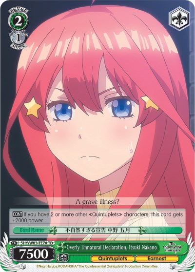 Image of Overly Unnatural Declaration, Itsuki Nakano (5HY/W83-TE78 TD) [The Quintessential Quintuplets]