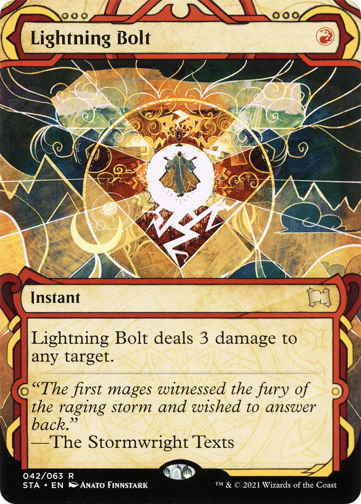 Image of Lightning Bolt (STA-042) - Strixhaven Mystical Archive: (Showcase) (Borderless) Etched Foil