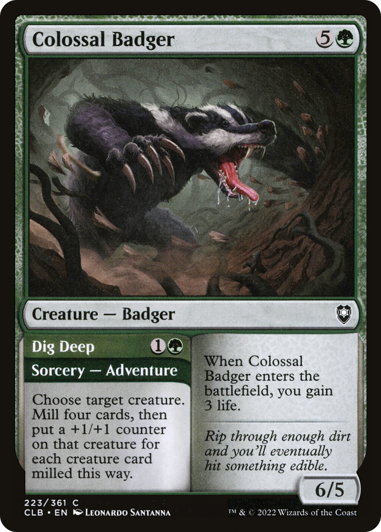 Image of Colossal Badger // Dig Deep [Commander Legends: Battle for Baldur's Gate]