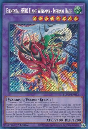 Image of Elemental HERO Flame Wingman - Infernal Rage [BLMR-EN012] Secret Rare