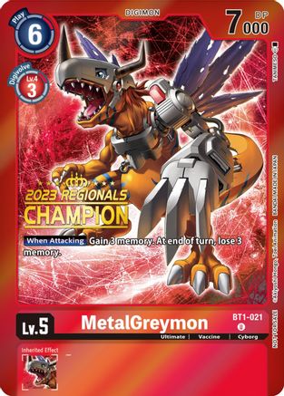 Image of MetalGreymon [BT1-021] (2023 Regionals Champion) [Release Special Booster Promos]