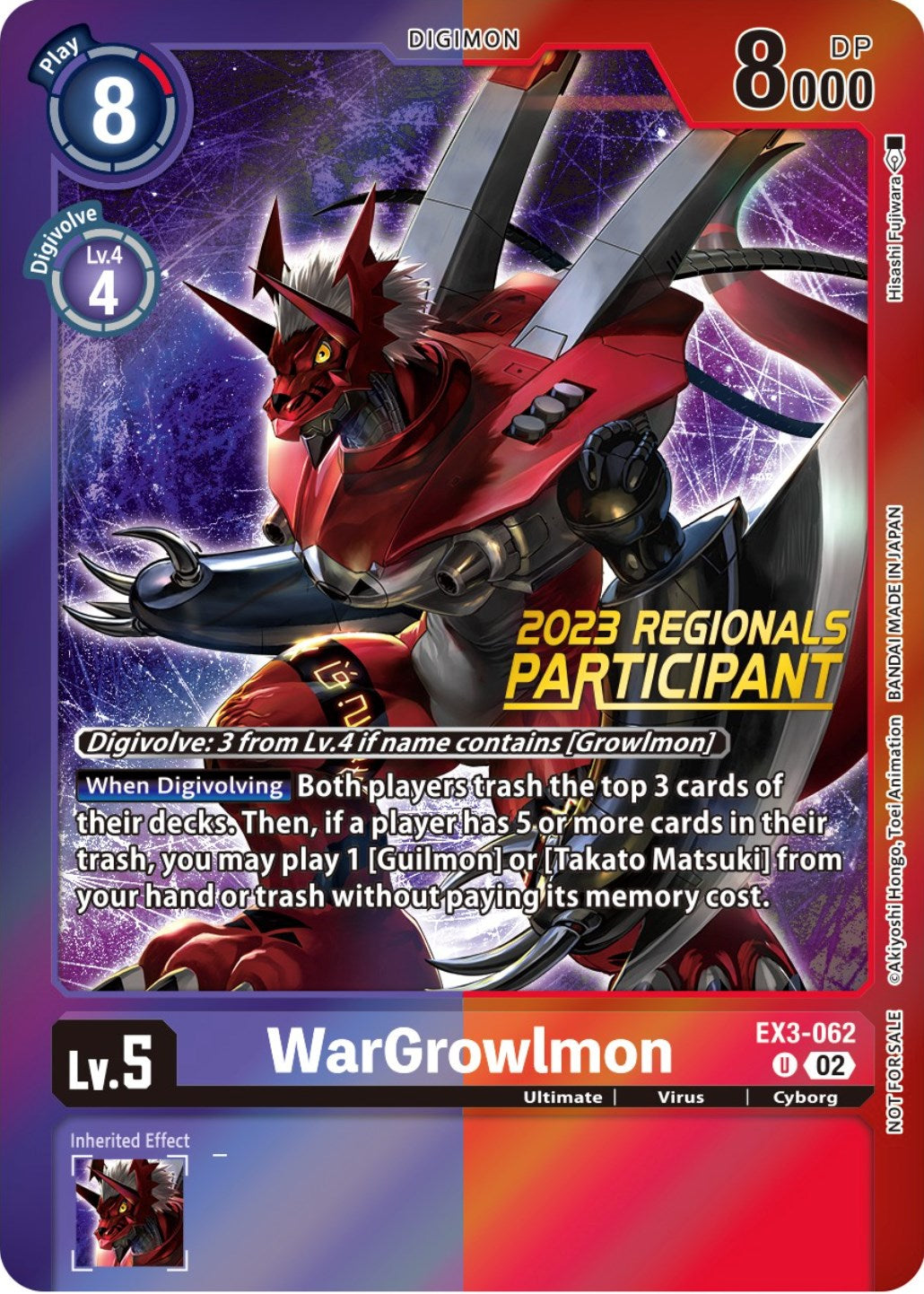Image of WarGrowlmon [EX3-062] (2023 Regionals Participant) [Draconic Roar Promos]