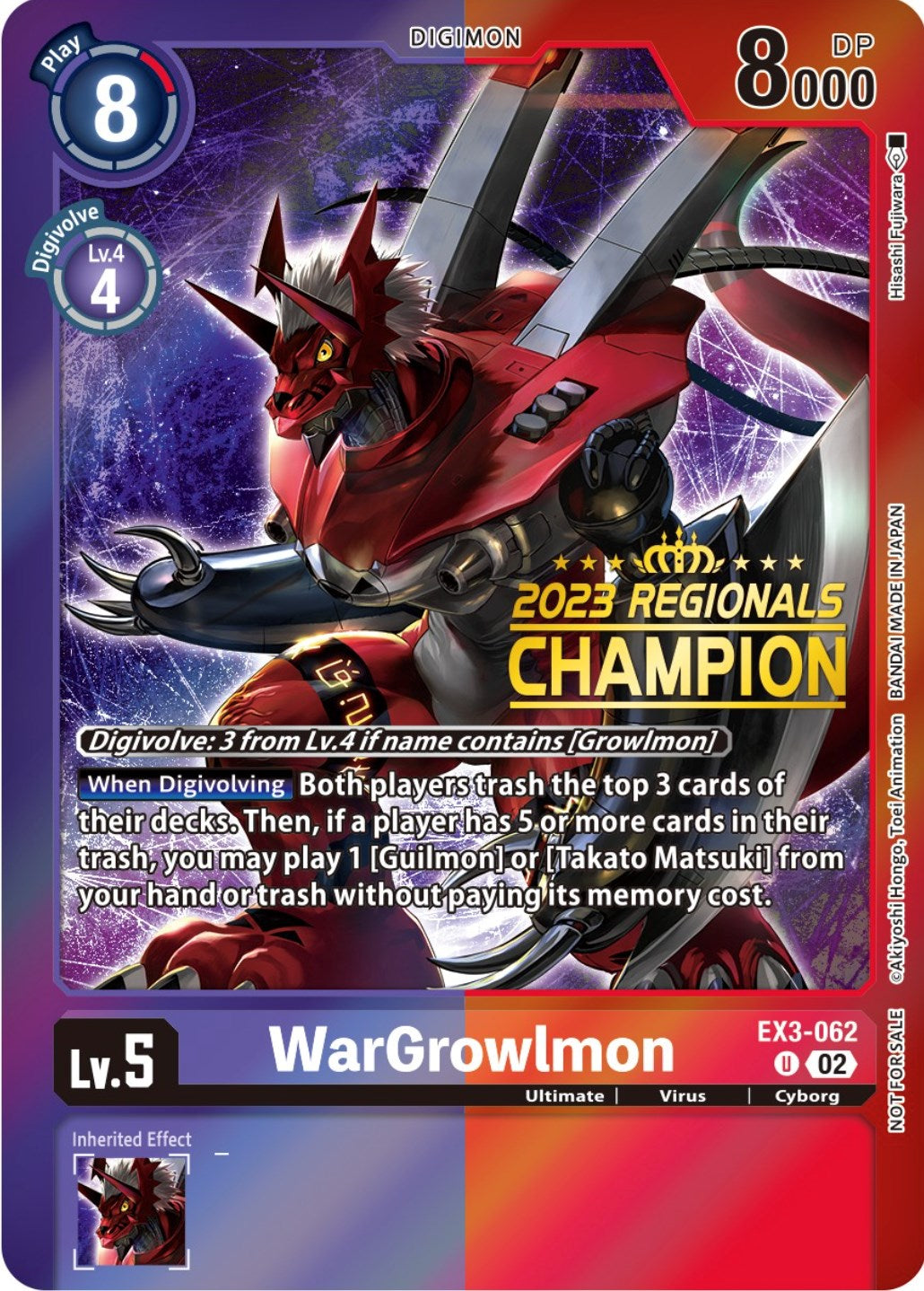 Image of WarGrowlmon [EX3-062] (2023 Regionals Champion) [Draconic Roar Promos]