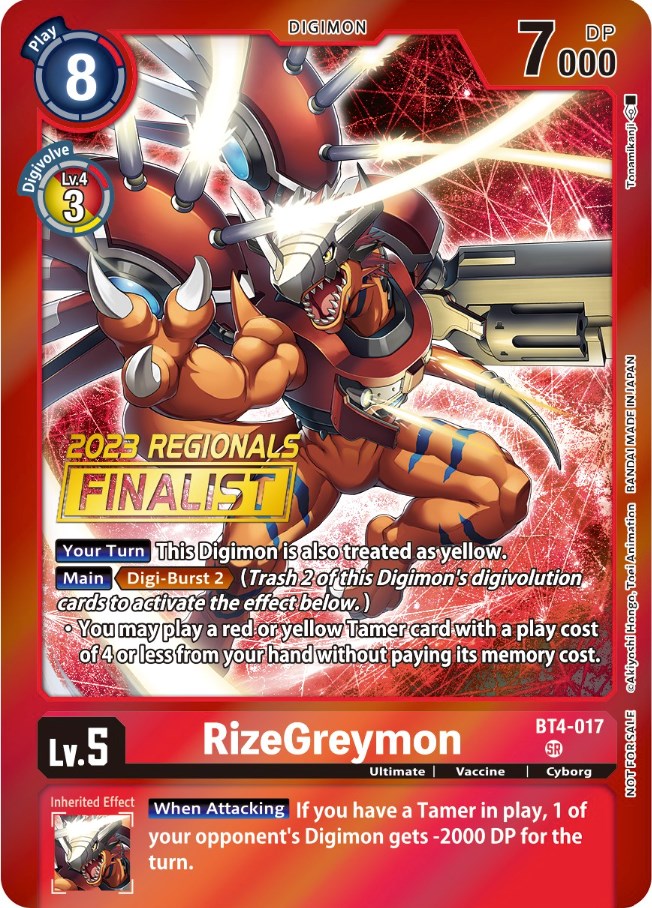 Image of RizeGreymon [BT4-017] (2023 Regionals Finalist) [Great Legend Promos]