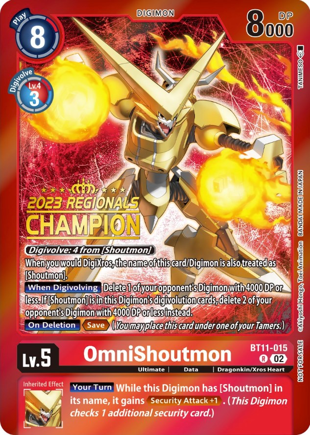 Image of OmniShoutmon [BT11-015] (2023 Regionals Champion) [Dimensional Phase Promos]