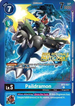 Image of Paildramon [BT3-027] (2023 Regionals Participant) [Release Special Booster Promos]