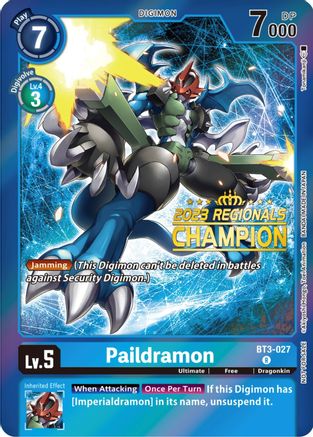 Image of Paildramon [BT3-027] (2023 Regionals Champion) [Release Special Booster Promos]