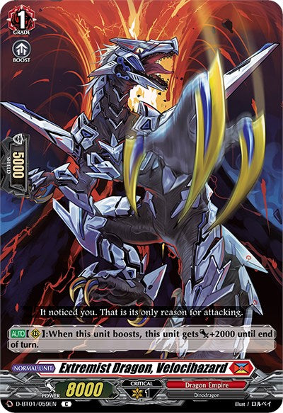 Image of Extremist Dragon, Velocihazard (D-BT01/059EN) [Genesis of the Five Greats]