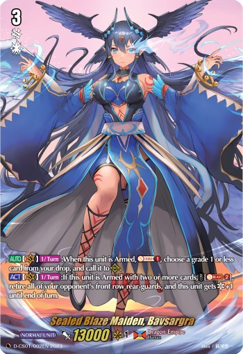 Image of Sealed Blaze Maiden, Bavsargra (D-CS01/002EN) [Deluxe Collector's Set 01: Vanguard Deluxe]