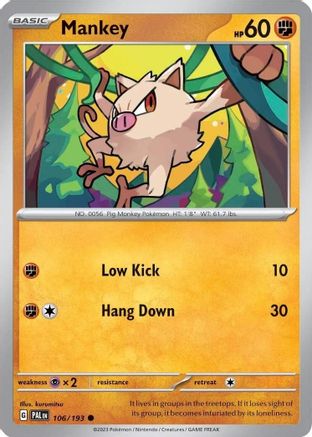 Image of Mankey (106/193) (Cosmos Holo) [Scarlet & Violet: Paldea Evolved]