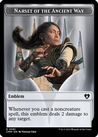 Image of Emblem - Narset of the Ancient Way // Wizard Double-Sided Token (CMM-81 // 71) - Commander Masters