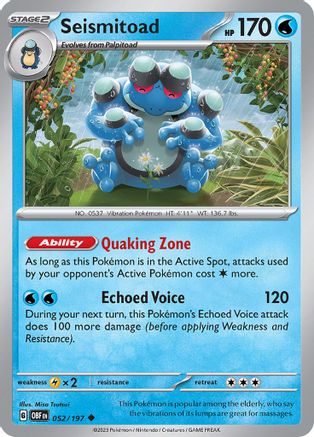 Image of Seismitoad (052/197) [Scarlet & Violet: Obsidian Flames]