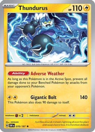 Image of Thundurus (070/197) [Scarlet & Violet: Obsidian Flames]