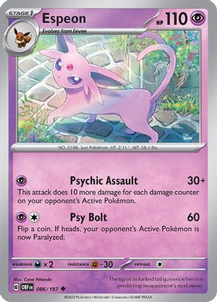 Image of Espeon (086/197) [Scarlet & Violet: Obsidian Flames]
