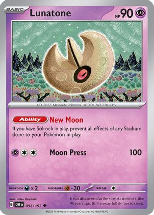 Image of Lunatone (092/197) [Scarlet & Violet: Obsidian Flames]